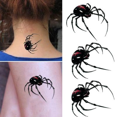 Adesivi Tatuaggio Temporaneo Ragno 3D Impermeabili Body Art per Collo Braccio