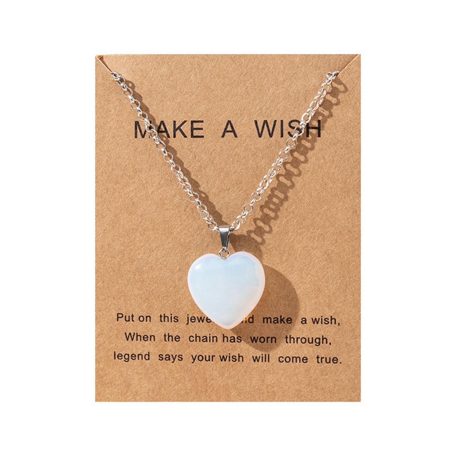 

Crystal Necklace Initial Heart Pendant Crystal Pendant Necklace Couple Necklace With Blessing Card Gift One Size