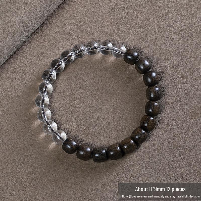 Bodhisattva Chess Style Beads: Single Strand Wooden Bracelet with Ethnic Pendant - Unisex Buddhist Prayer Beads