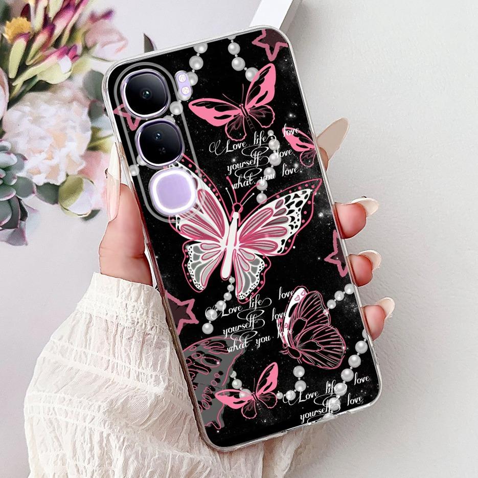 For Vivo Y200 5G Case Vivo V40 Lite Beautiful Butterfly Painted Cover Soft Slim Phone Case For Vivo Y300 Y 200 V40Lite 5G Bumper