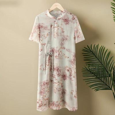 Yuzhaolin Sommerkleid im neuen chinesischen Stil, kurzärmlig, mittellang