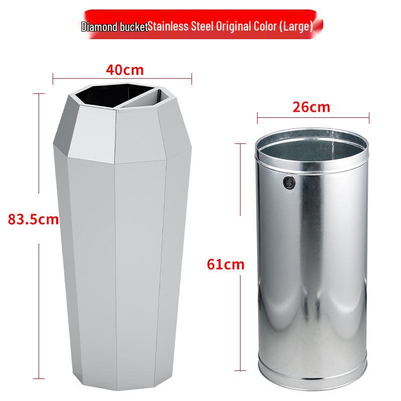 Large Capacity Stainless Steel Anti-Fingerprint Trash Can with Ashtray for Hotel, KTV, Club, and Shopping Mall