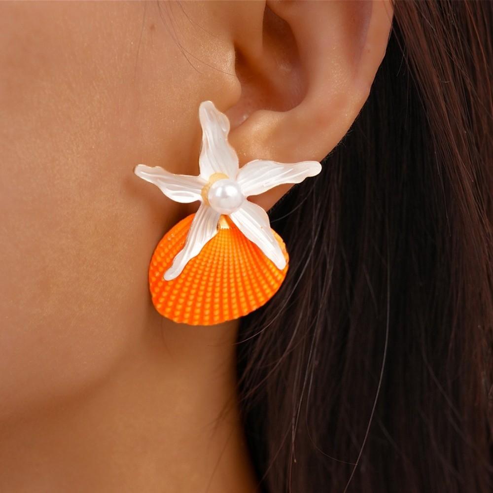 Scallop Shell Drop Earrings Bohemian Starfish Pendant Earrings Fashion Starfish Stud Earrings Gift