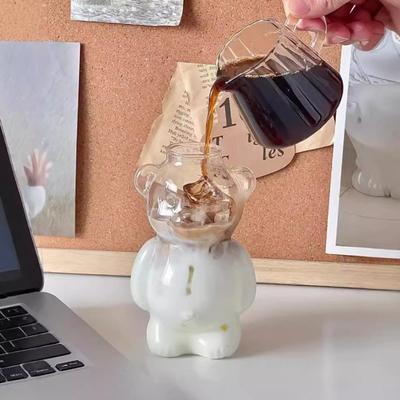12oz Bärenförmige Glastasse Niedliche Bären Kaffeetasse Wiederverwendbares Bier Wein Cocktail Glasgeschirr für Zuhause Bar Küche Restaurant Party