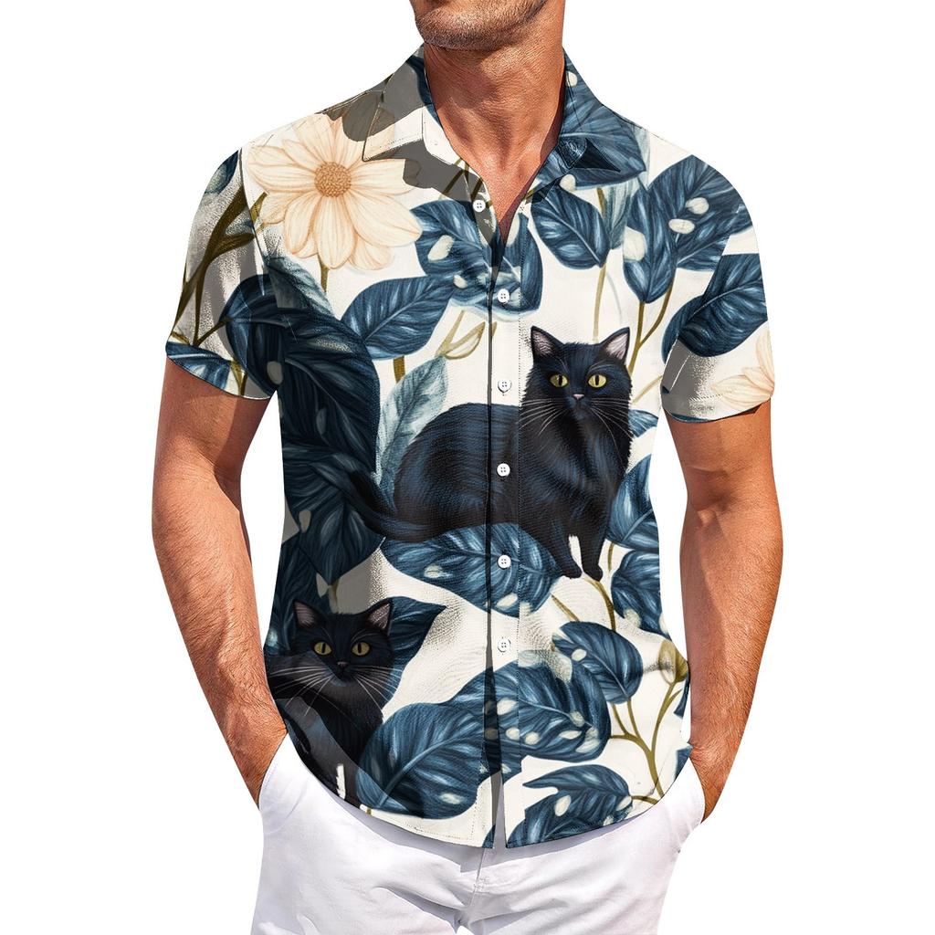 Men's Casual Short-sleeved Shirt Slim Fit Stylish Men's Hawaiian Print