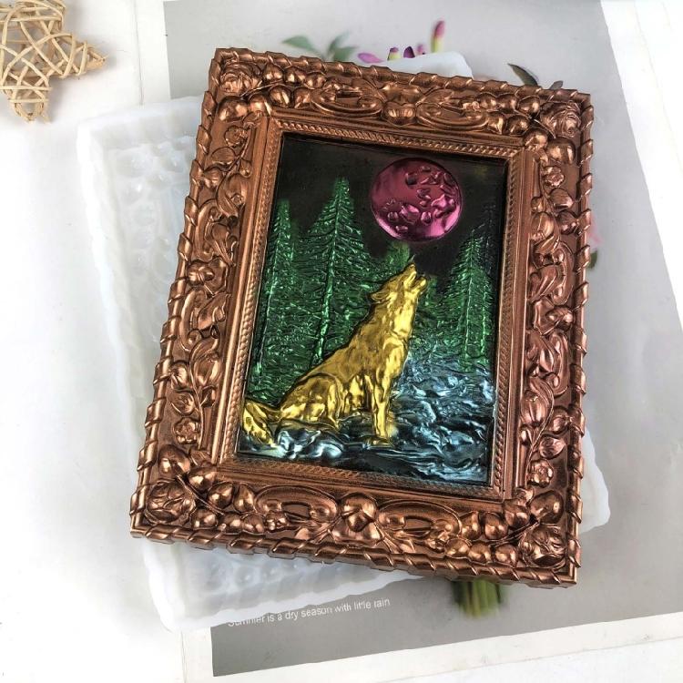 Wall Hanging Silicone Moon Wolf Epoxy Resin Mould for Valentines Day Home Decor