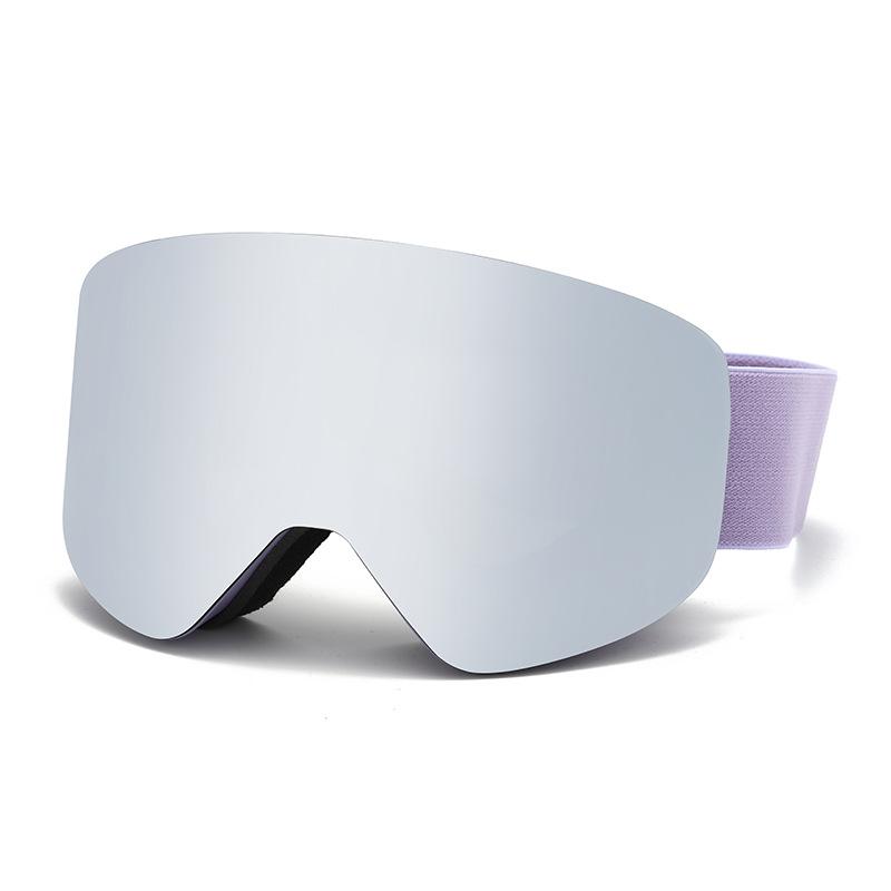 Magnetic ski goggles with cylindrical double-layer anti-fog protection for children and adults, large spherical ski goggles compatible with