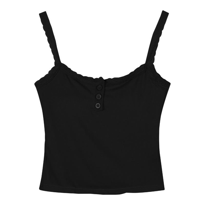 Elegancka Biała Koszulka na Ramiączkach z Koronkowym Wykończeniem, Wbudowane Miseczki Biustonosza, Piękny Tył, Kopertowy Dekolt, Bez Rękawów, Modelujący Sylwetkę, Styl Hot Girl