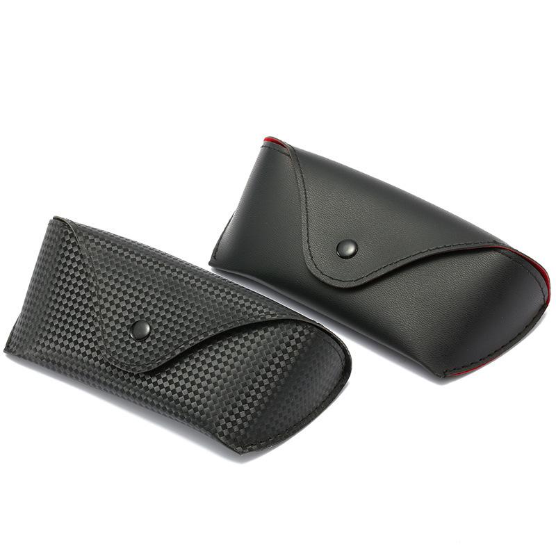 Fashion Artificial Glasses Case, Black Square Pressure-Resistant Button Zipper Box, Fixed Eye Protection Storage, Portable.