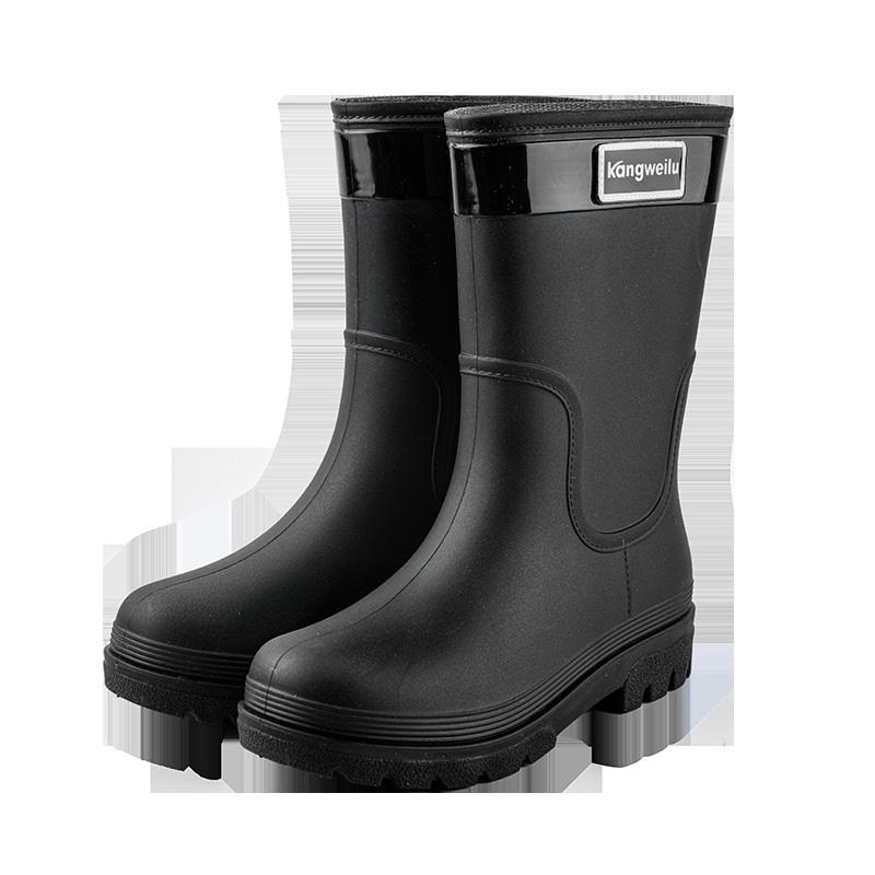 Mid-Calf Rain Boots For Women Waterproof Non-slip PVC Rain Shoes 36 чёрный
