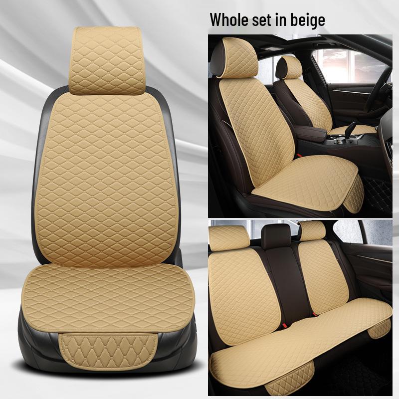 Universal Leather Car Seat Cushion Set with Backrest, Tie-Free Design, Four Seasons Use