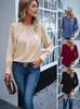 Elegant 2024 European & American Long Sleeve Chiffon Top with Lace Collar