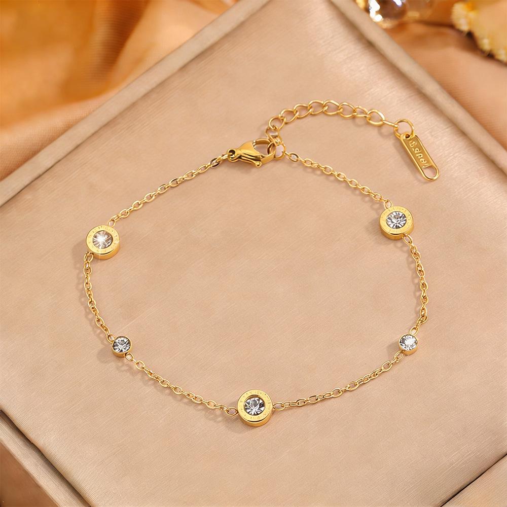 Korean Fashion Titanium Steel Diamond Inlaid Women's Luxury Bracelet