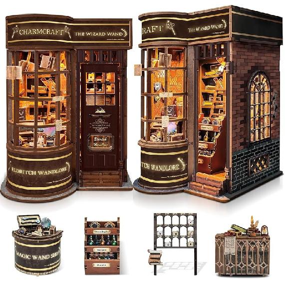 Book Nook Kits for Adults: SUNNINO Book Nook Kit Model Kits Craft Kits for Adults - DIY Miniature Doll House Kit for Bookshelf Booknook Tiny House Wand Shop