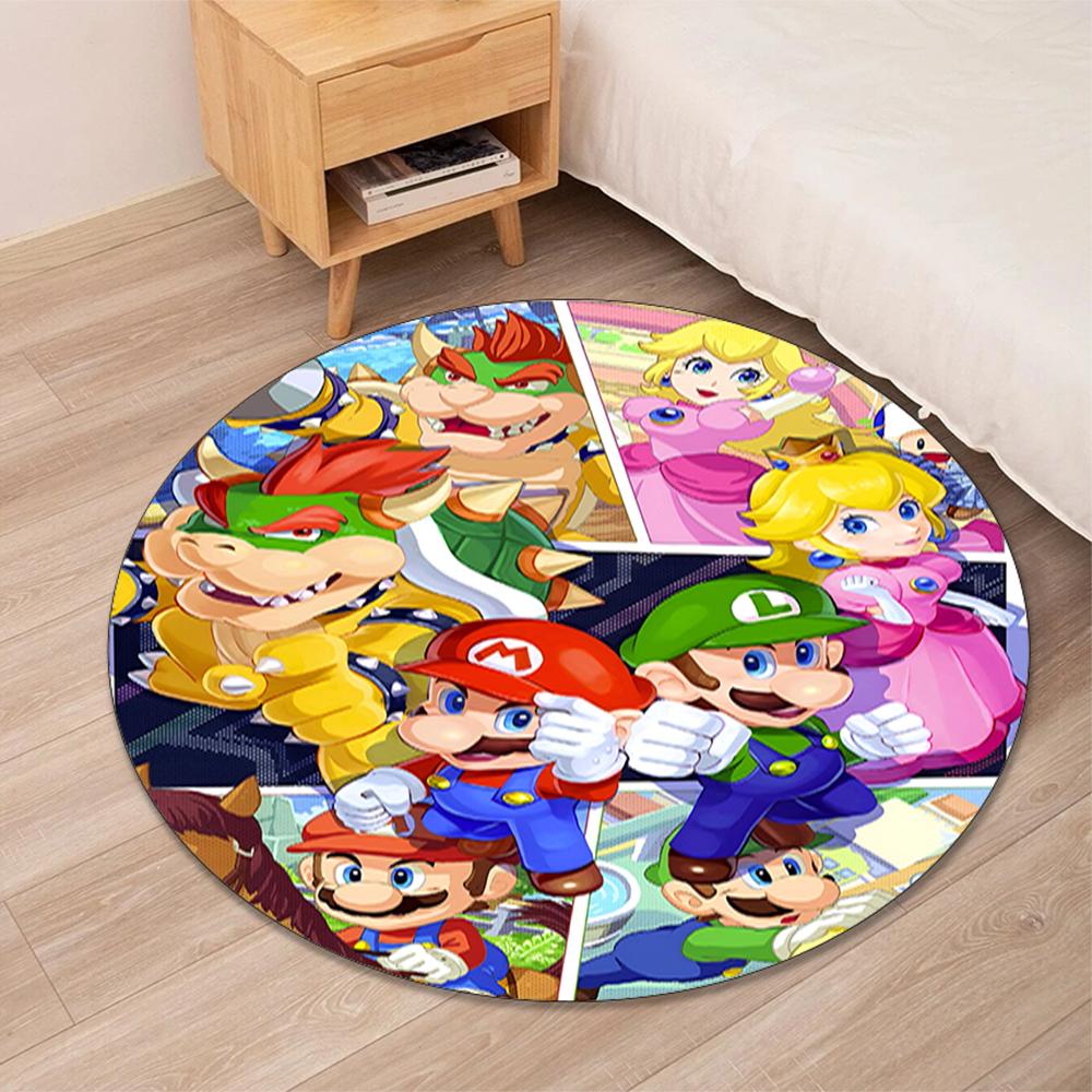 Mario Printed Round Rug Carpet Chair Rug Area Rug Entryway Doormats,for Office Chair Living Room Bedroom Kitchen Room.