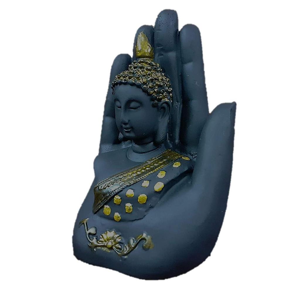 Black Palm Gautam Buddha Statue for Home Decoration Hand Buddha Statue for Living Room Garden Budh Showpiece