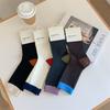 Thin Fleece Wool Mid-calf Socks, Warm, Simple and Retro Color-blocking Socks, Color-blocking Women's Versatile Pile Socks