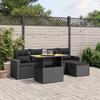 Vidaxl 6-Cz. Set di Mobili da Giardino con Cuscini, Polyrattan Nero