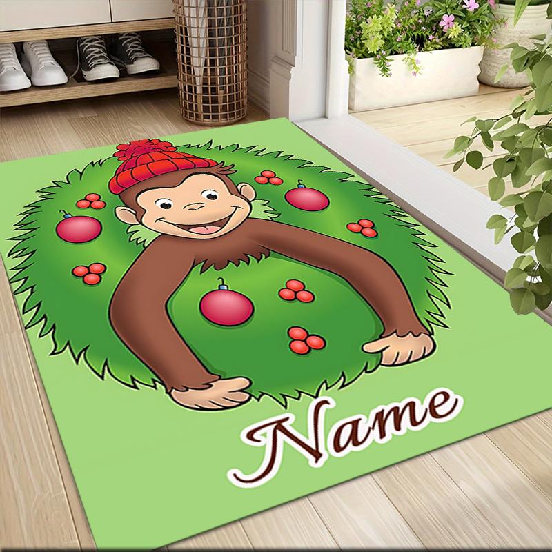 Custom Name Curious Monkey Adventures Carpet Rug Customizable Soft Washable Anti-Slip Home Living Room Sofa Mats Personalized Rug. 0909419