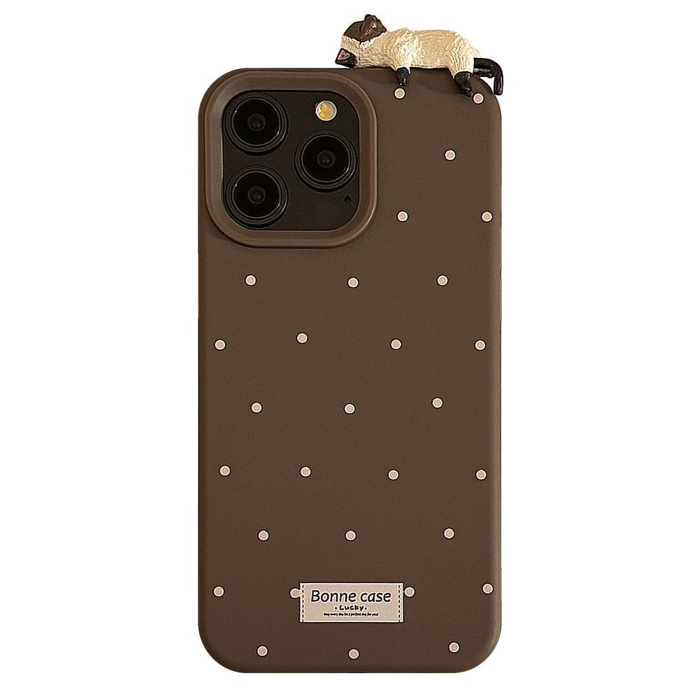 Cute 3D Lying Cat Design for IPhone 17 and Apple 15 Pro Max, Simple Polka Dot Fashion Phone Case