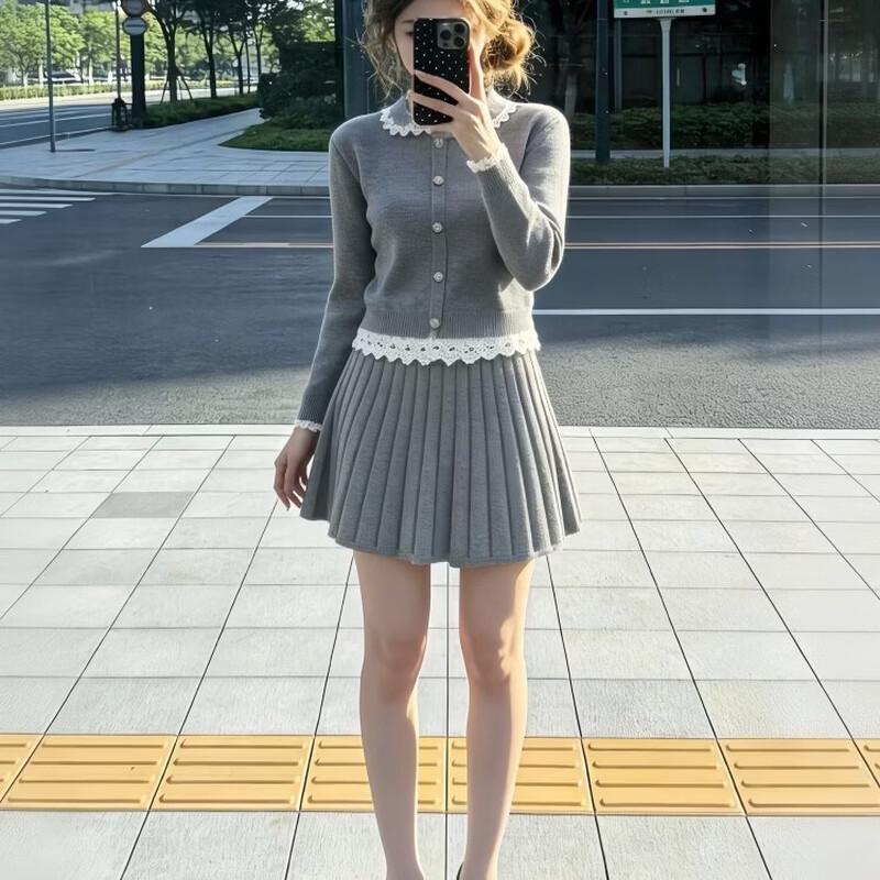 La Chapelle Petite Fragrance Lace Cardigan & Sweater Two-Piece Set
