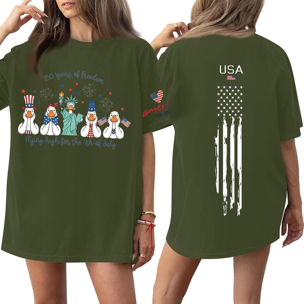 Women's Casual Fashion Round Neck Casual Print Short Sleeve T-Shirt Top