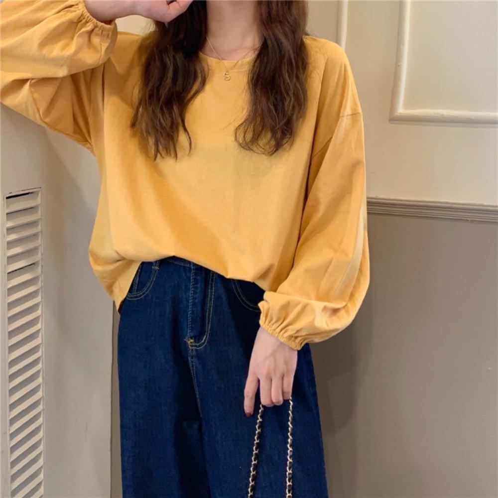 

Pure Color Women s Oversized T-shirt Loose Long Sleeved Top Fashion Lady XXL белый