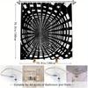 3D Tunnel Design Shower Curtain-Black And White Geometric Pattern, Polyester Fabric With 12 Hooks, Decorative Shower Curtain