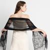 Women Summer Shawl See-through Mesh Thin Tassel Solid Color Soft Decorative Lace Malaysia Women Head Wrap Clothes Accessory