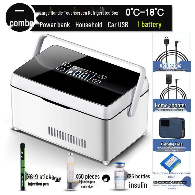 Portable Mini Insulin Refrigerator with Rechargeable Temperature Control