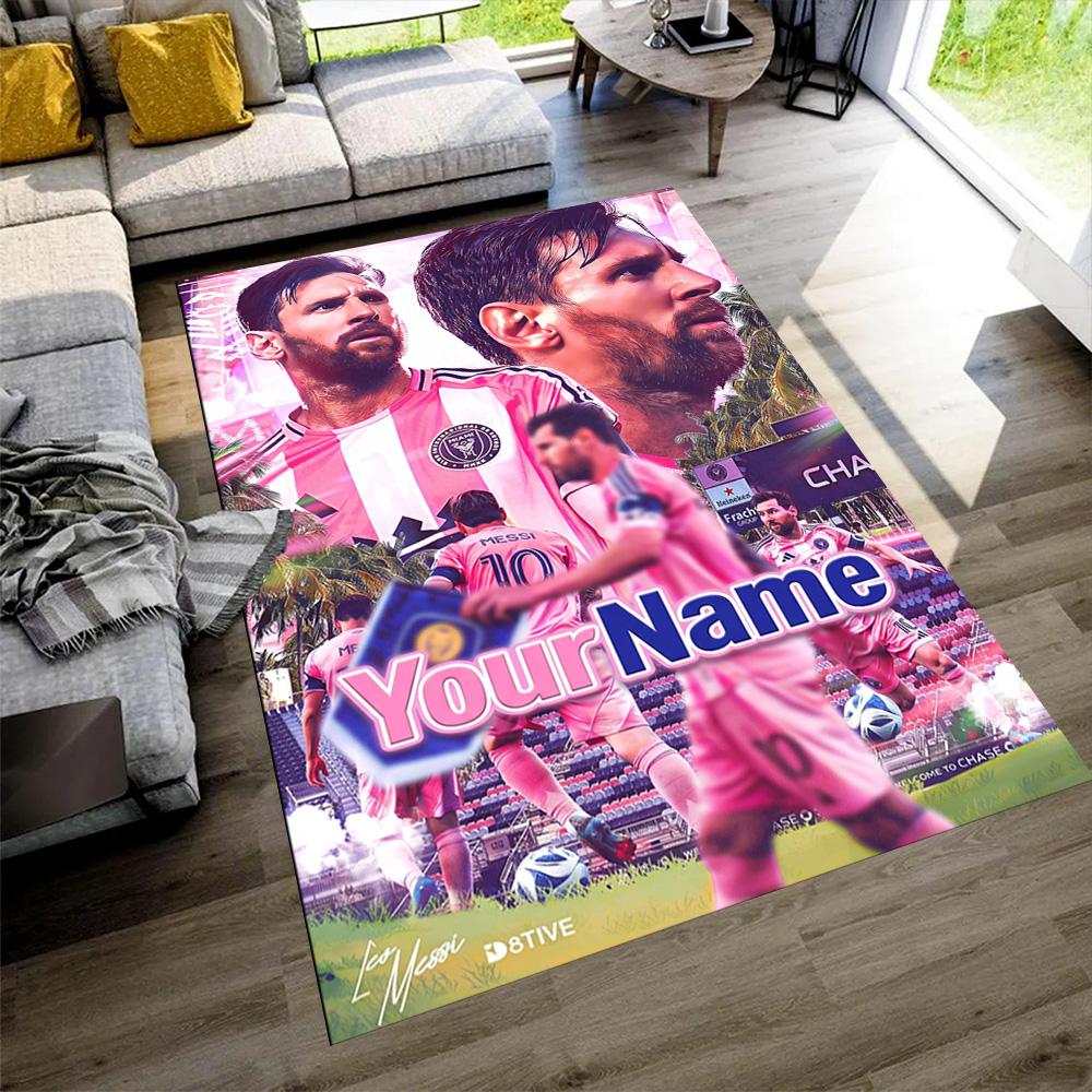 Messi Customize Your Name Carpet Design for Living Rooms Foyer Outdoor Game Room Antislip Carpet Decorate Offices Perfect Gift for Women/Men