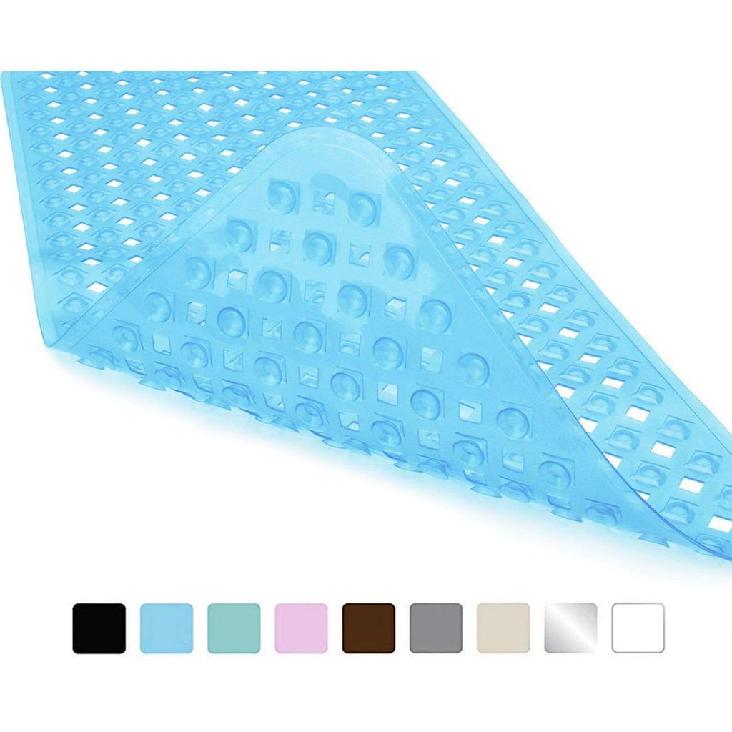 Transparent PVC Anti-slip Bathroom Mat with Suction Cups - Large Diamond Design for Fast Draining