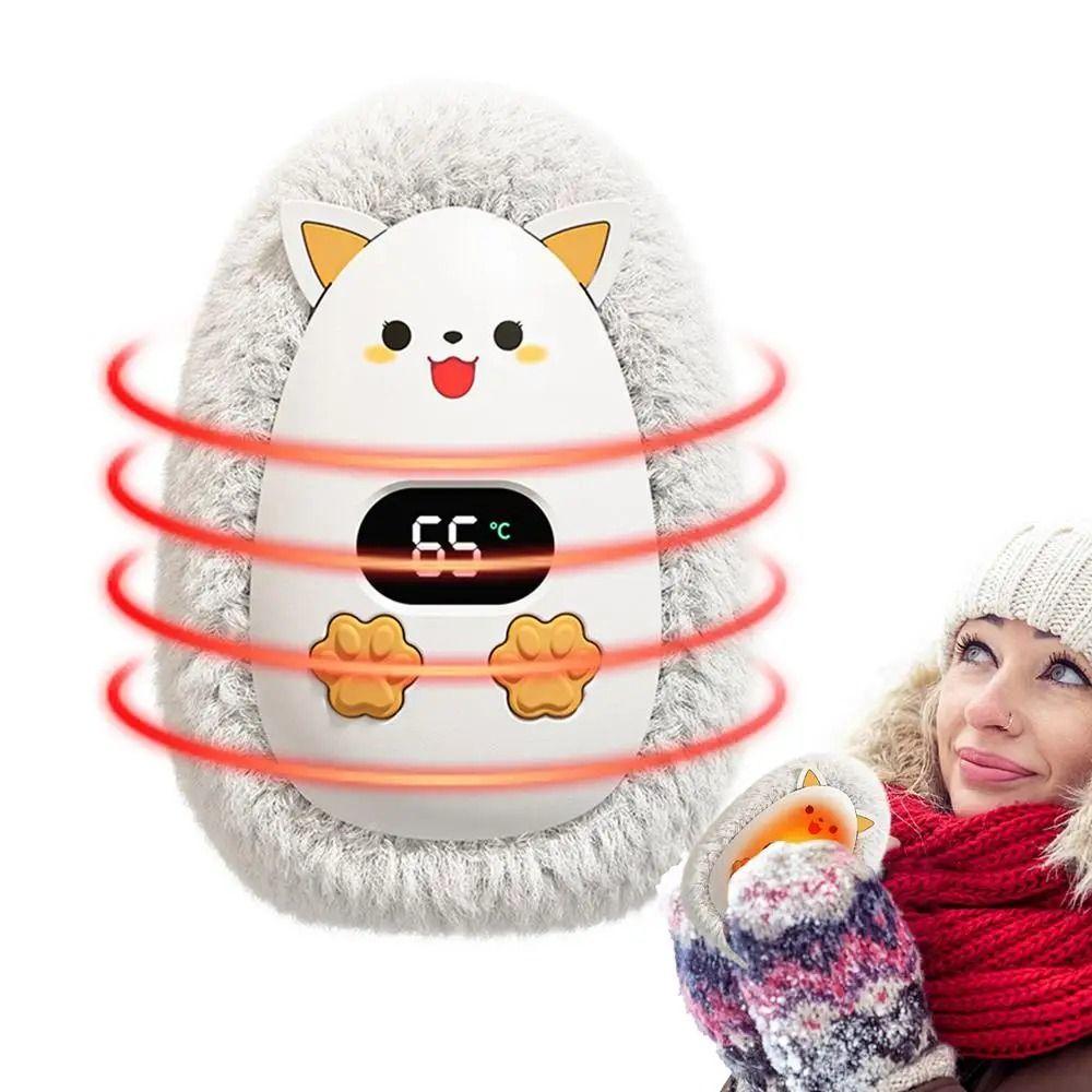 

Цифровой дисплей с экраном, плюшевая грелка для рук, 3 уровня нагрева, мультяшная грелка для ладоней, кемпинг хаки