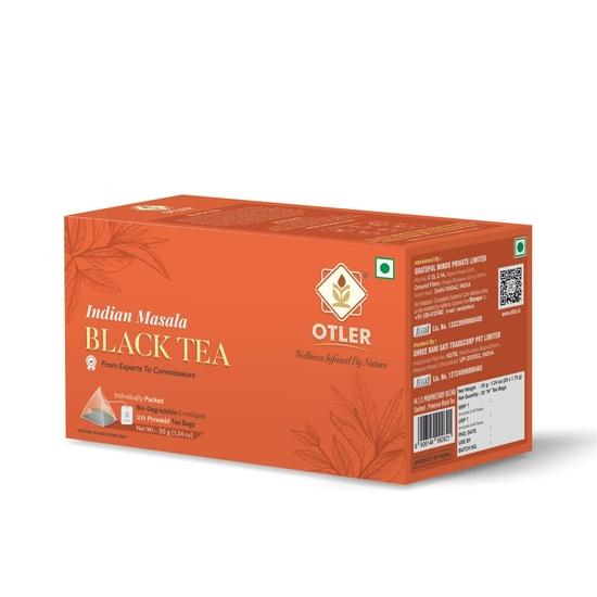 OTLER Indischer Masala Schwarztee | Premium Assam CTC Chai mit Natürlichen Gewürzen | Kräftig & Geschmackvoll | Authentischer Masala Chai | 20 Teebeutel | Ergibt 20 Tassen