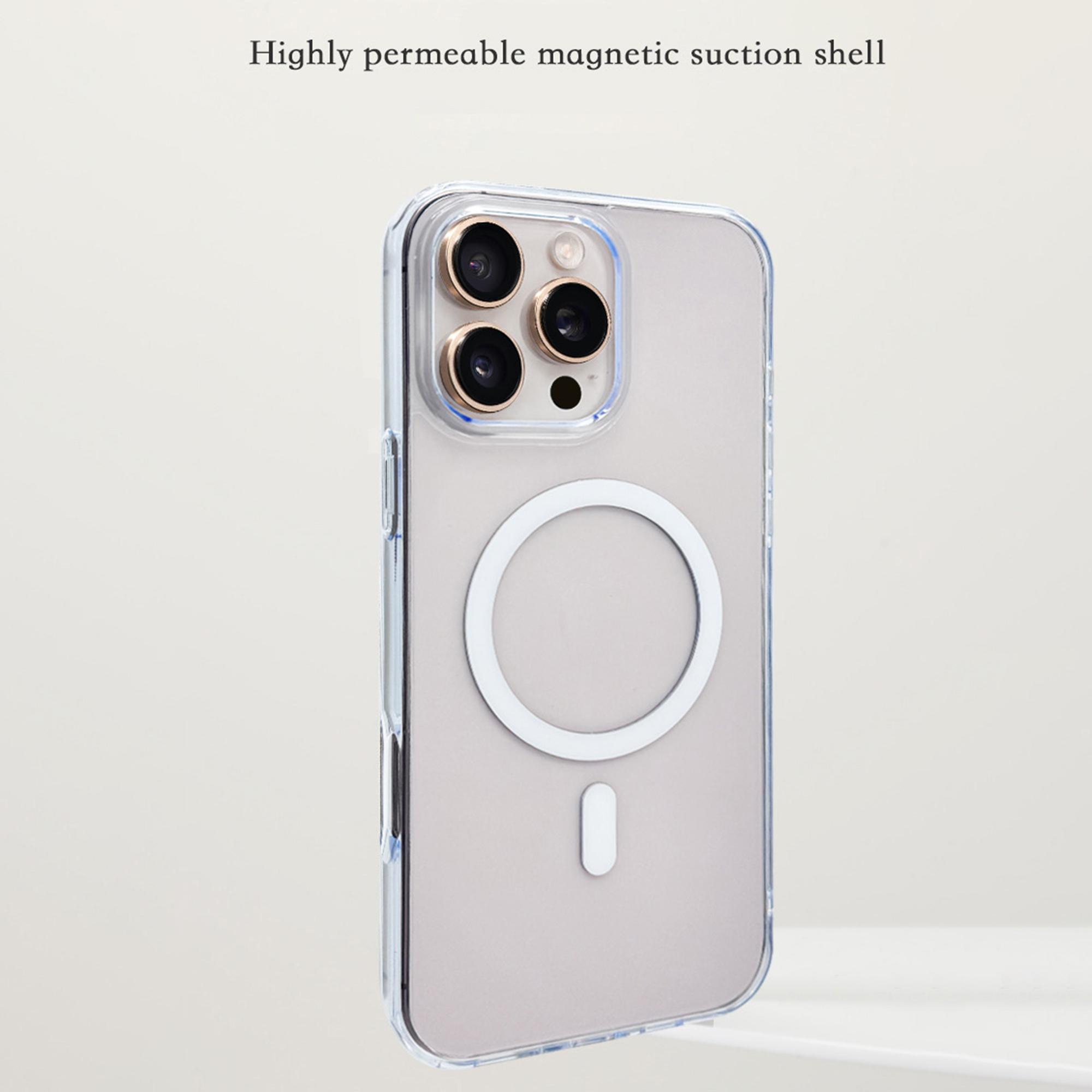 

For iPhone 16 Pro Case Magnetic Case Shockproof TPU+PC Clear Phone Cover White