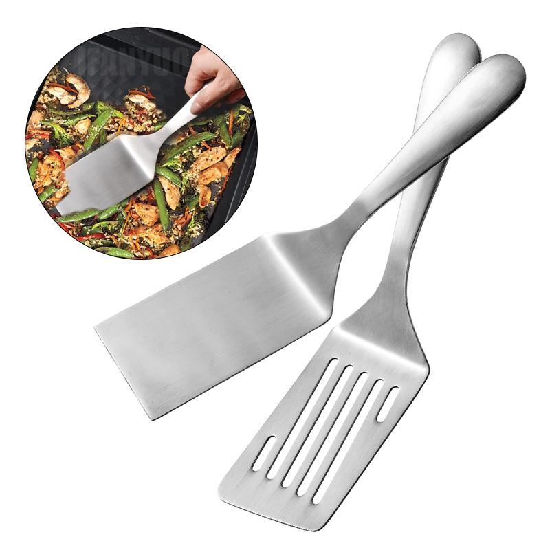 Stainless Steel Square Head Steak Cooking Spatula Pizza Shovel Pancake Beef Scraper For Kitchen BBQ Non-stick Utensils Supplies
