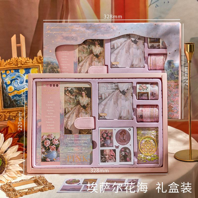 

Retro Oil Painting Scrapbooking Sets Hand Account Gift Box Handbook Sticker Material Set Collage Material Handmade Diary Album