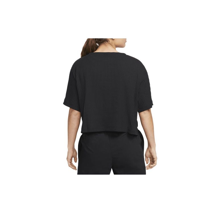 Nike Logo Print Cropped Round Neck Fitted Short Sleeve T-Shirt Women Tops Black DV7871-010