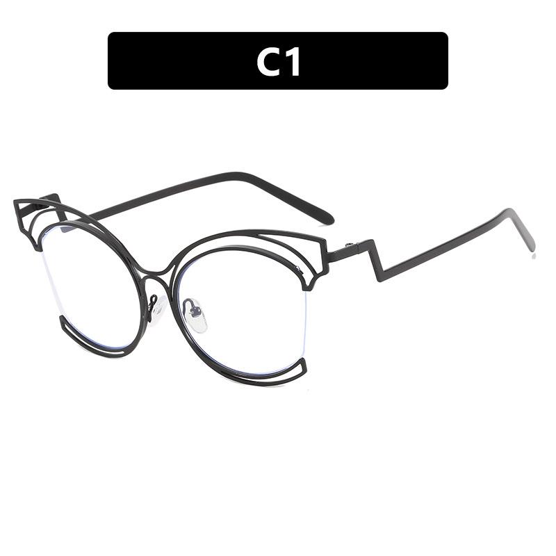 

Очки-кошечки 2023 года с большой оправой, складные, с полым металлическим дизайном, с защитой от синего света, модные для позирования. как