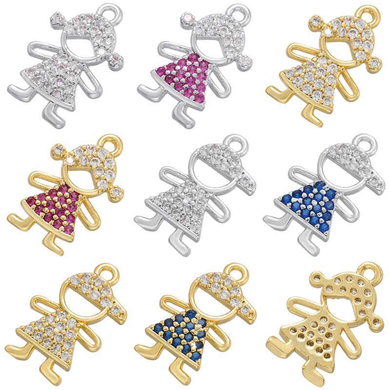 Cute Figurine Charms Pendants Gold plated Brass Charms for Women DIY Handmade Necklace Jewelry Making Accessories:VD886