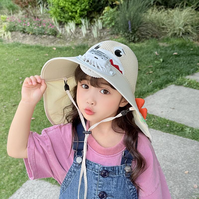 Voice Control Fan Hat Children Summer Girls Large Brim Sun Protection Shawl Hat Empty Top Girl Sun Hat