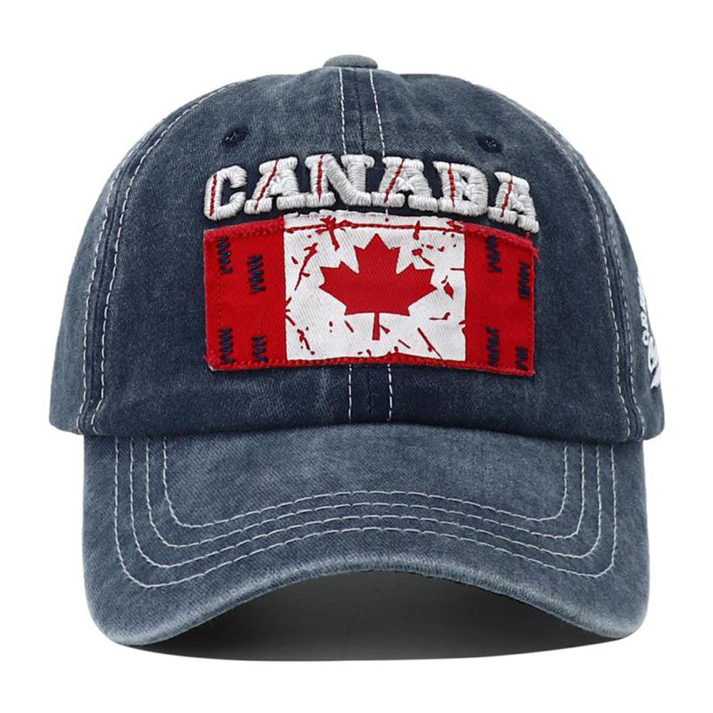 New Unisex Washed Cotton Baseball Cap Vintage Canada Flag Embroidery Snapback Hat Outdoor Sports Hats For Men Women Peaked Caps