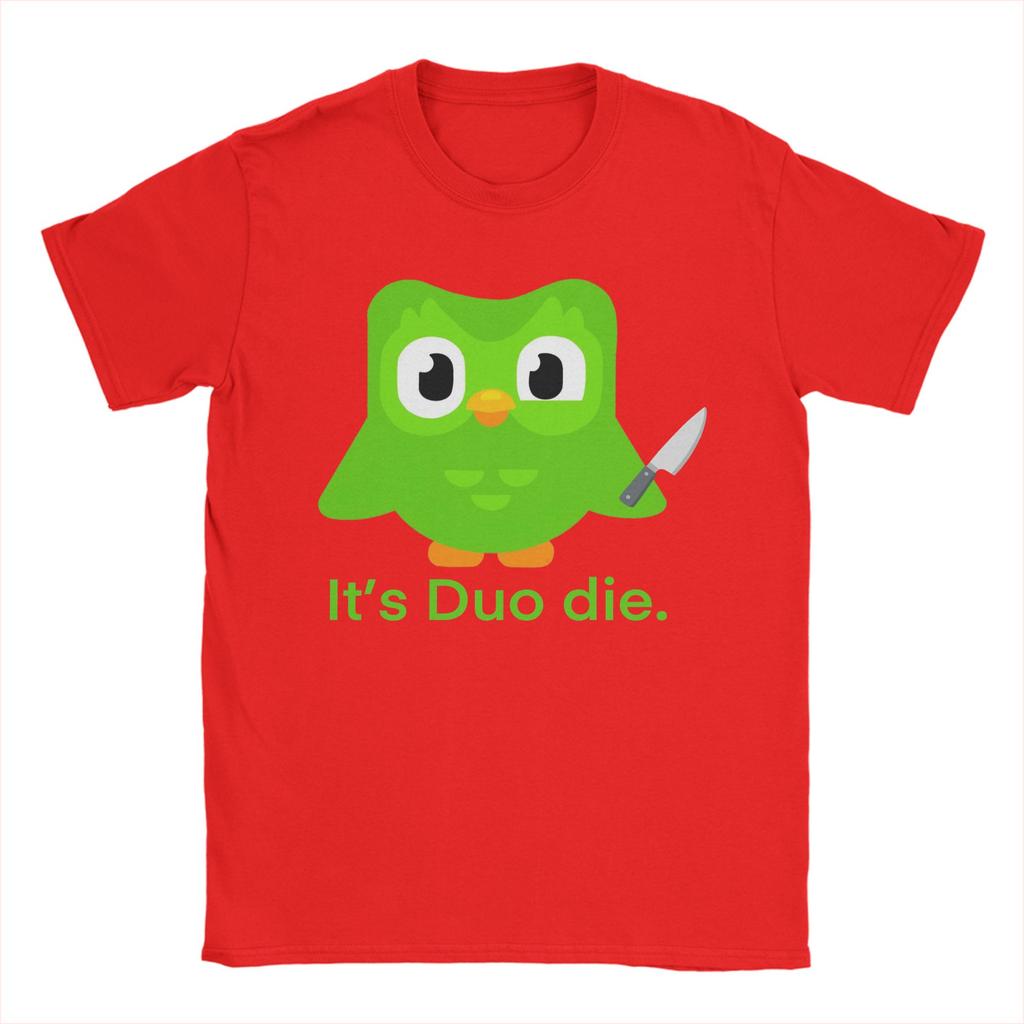 Funny Duolingo Meme (2) T-Shirt Men Vintage Cotton Tee Shirt O Neck Short Sleeve T Shirts Plus Size Clothes