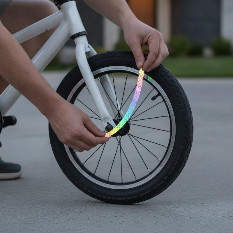 20 Strips Rainbow Bicycle Wheel Reflective Stickers Waterproof High Brightness For Night Bike Riding Safety