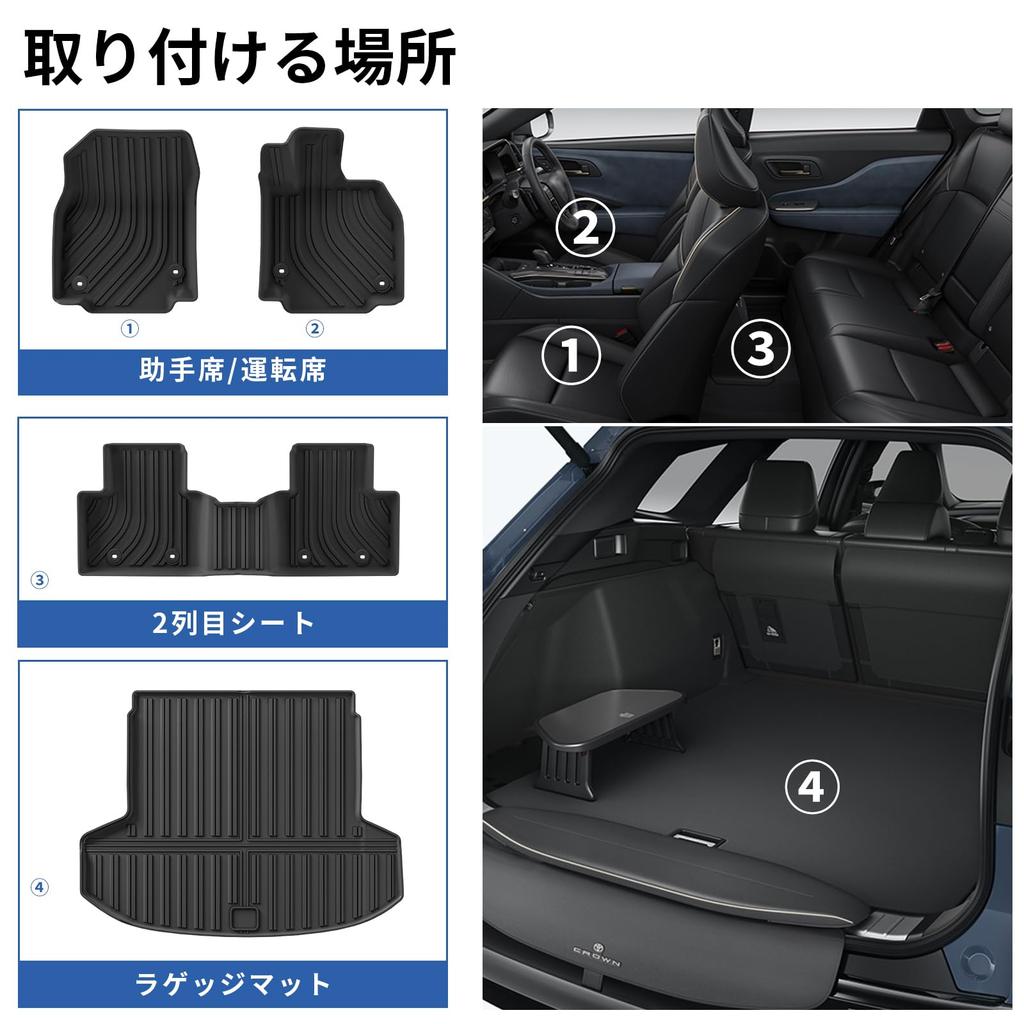 ZUNDUO Floor Mats Luggage Mats for the New Toyota Crown Estate 3D Car Floor Luggage Custom Made of TPE Easy Interior 1st 2nd Rows Luggage Set Estate