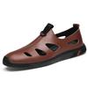 FashionBrand Cow Leather Retro Sandals Men's Summer Shoes Leisure Beach Shoes Male Genuine Leather Slippers Brown Dress Loafers Men
