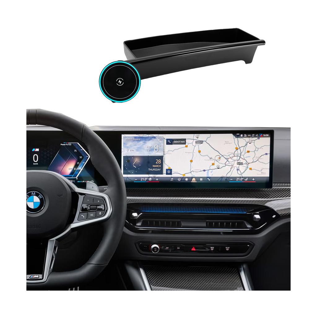 For BMW 3 Series G20 2023 2024 2025 2026 BMW 4-Series G22 i3 i4 Phone Holder Car Storage Box with Phone Mounts Screen Fixed Base