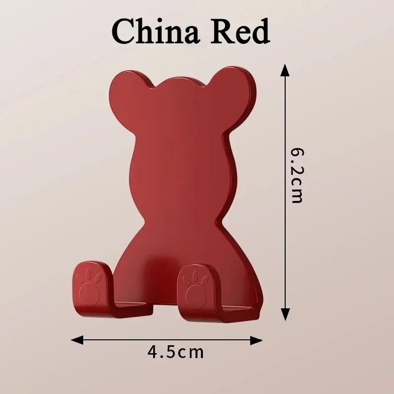 Self-Adhesive Wall Decoration Hook Creative Bear Phone Holder Key Hanger Hook Home/Office Data Cable Clip Wire Desk Organizer