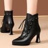 New autumn and winter soft leather new versatile leather boots women's boots retro high heel square heel strap fashion boots women