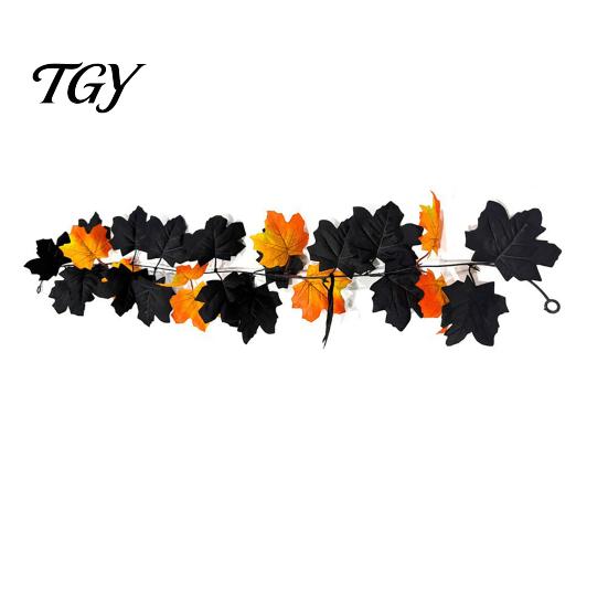 Artificial Plant Decor Fall Maple Leaf Garland, 3.3FT Bendable Autumn Foliage Vine, Theme Props for Thanksgiving Halloween Indoor Outdoor Home Mantle